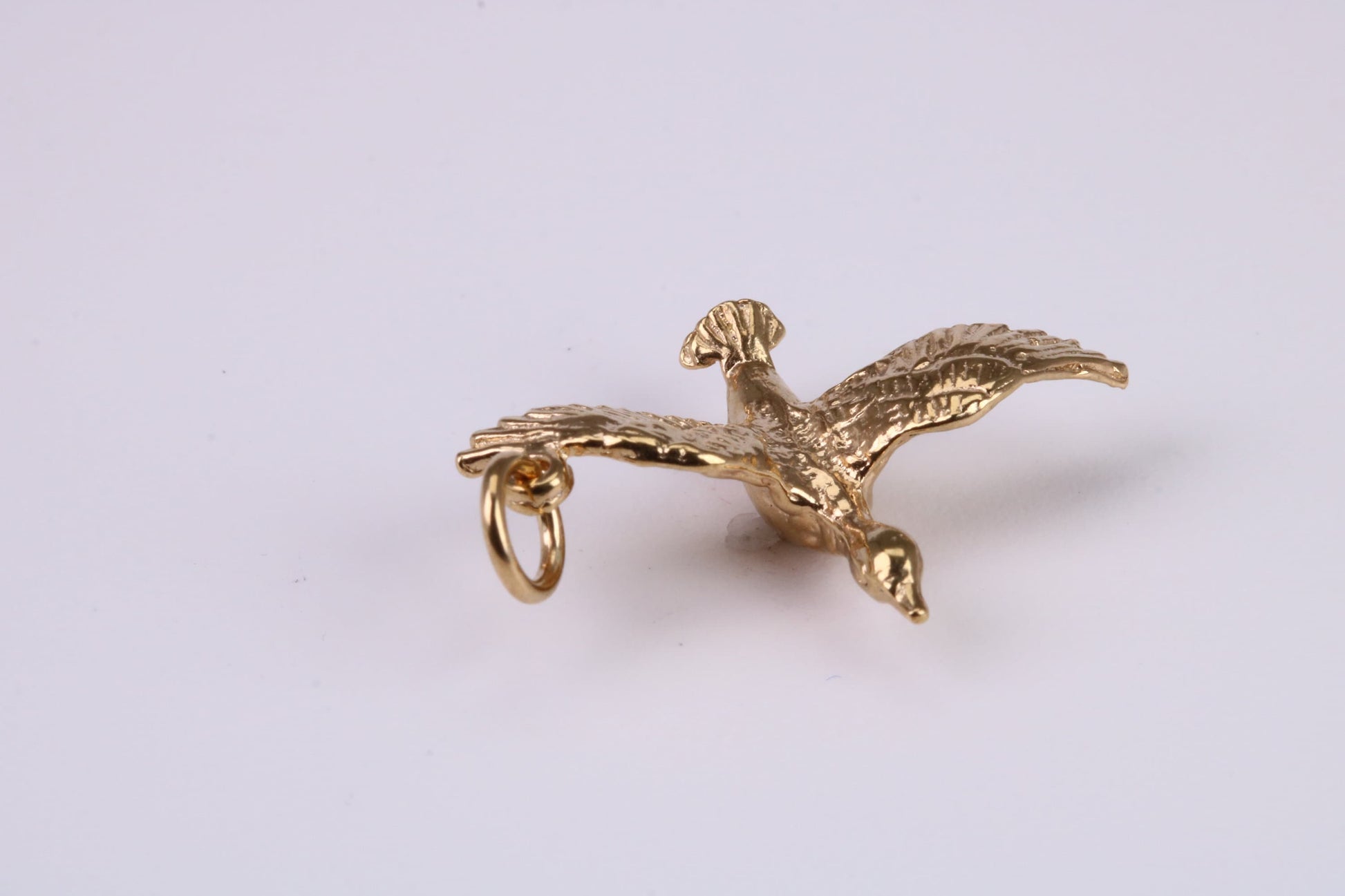 Flying Swan Charm, Traditional Charm, Made From Solid Yellow Gold with British Hallmark, Complete with Attachment Link