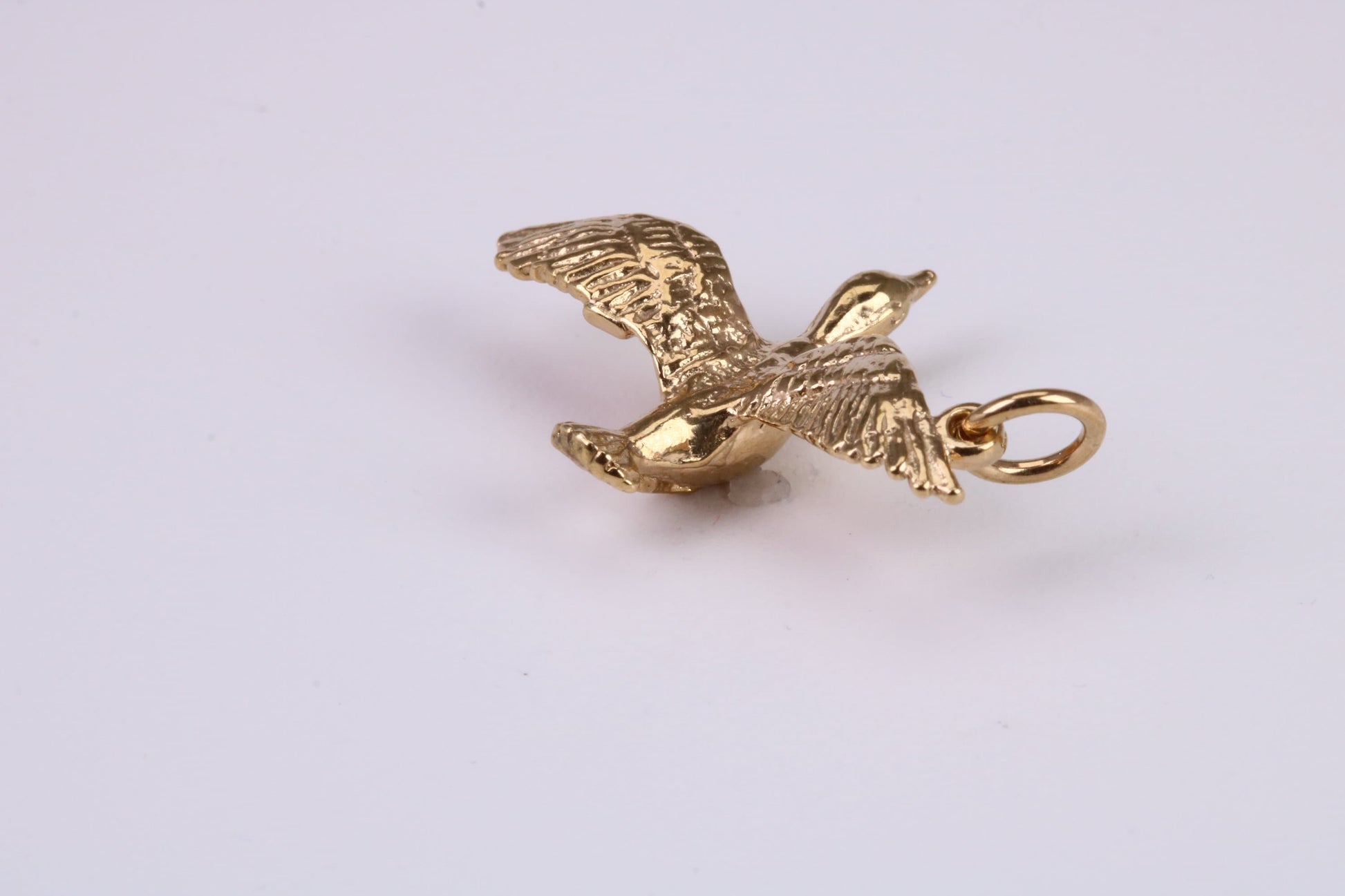 Flying Swan Charm, Traditional Charm, Made From Solid Yellow Gold with British Hallmark, Complete with Attachment Link