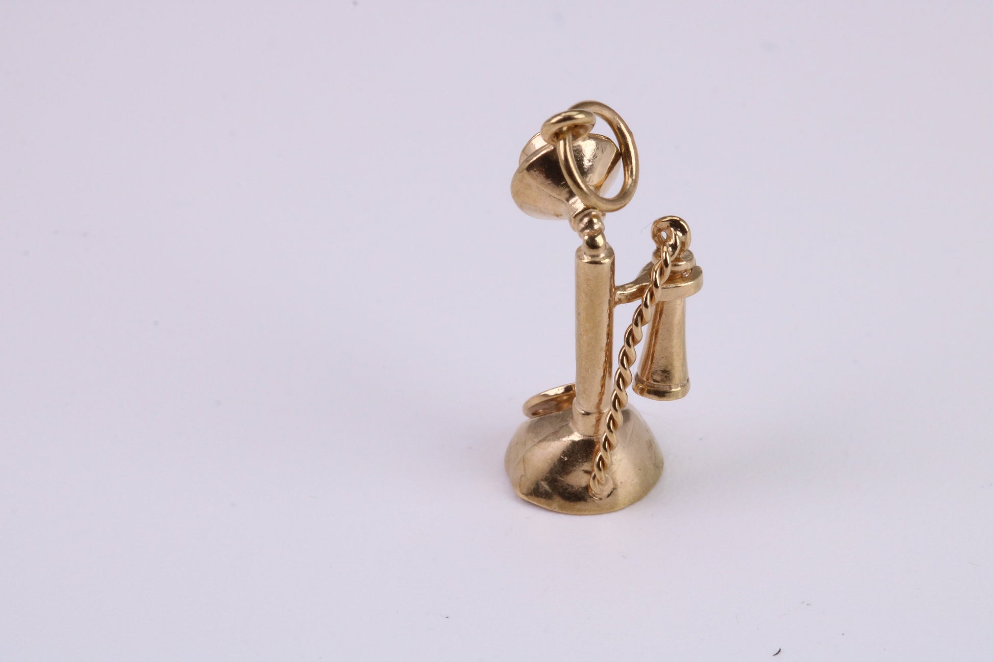 Vintage Phone Charm, Traditional Charm, Made From Solid Yellow Gold with British Hallmark, Complete with Attachment Link