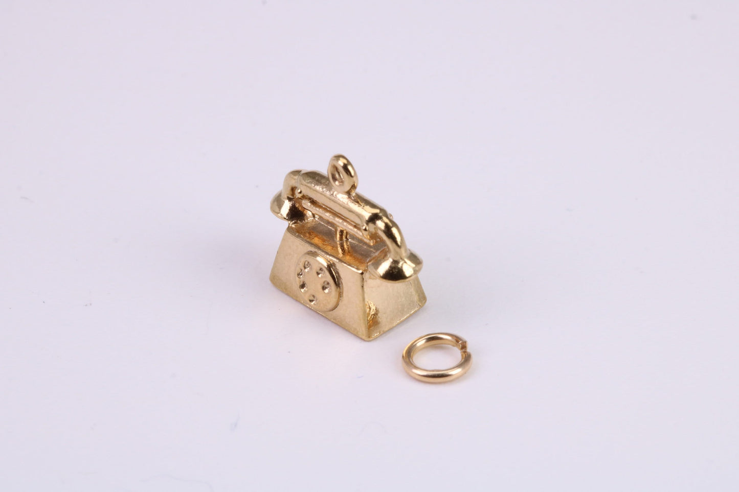 Vintage Phone Charm, Traditional Charm, Made From Solid Yellow Gold with British Hallmark, Complete with Attachment Link