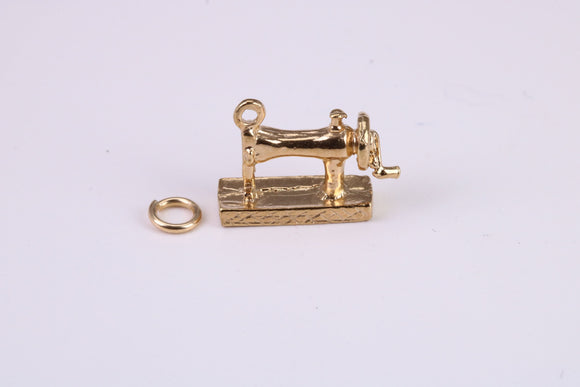 Sewing Machine Charm, Traditional Charm, Made From Solid Yellow Gold with British Hallmark, Complete with Attachment Link