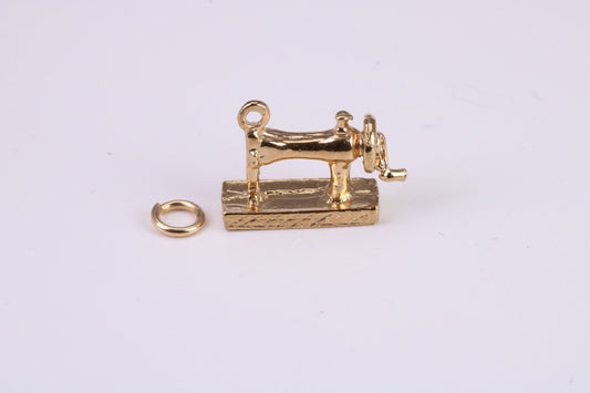 Sewing Machine and Dutch Clog Charm,both Made From Solid Cast 14k Yellow Gold with British Hallmark, Complete with Attachment Link