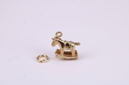 Rocking Horse Charm, Traditional Charm, Made From Solid Yellow Gold with British Hallmark, Complete with Attachment Link