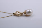 Natural Cultured Pearl Necklace set in Solid Yellow Gold Together with 18 Inch Yellow Gold Chain