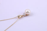 Natural Cultured Pearl Necklace set in Solid Yellow Gold Together with 18 Inch Yellow Gold Chain