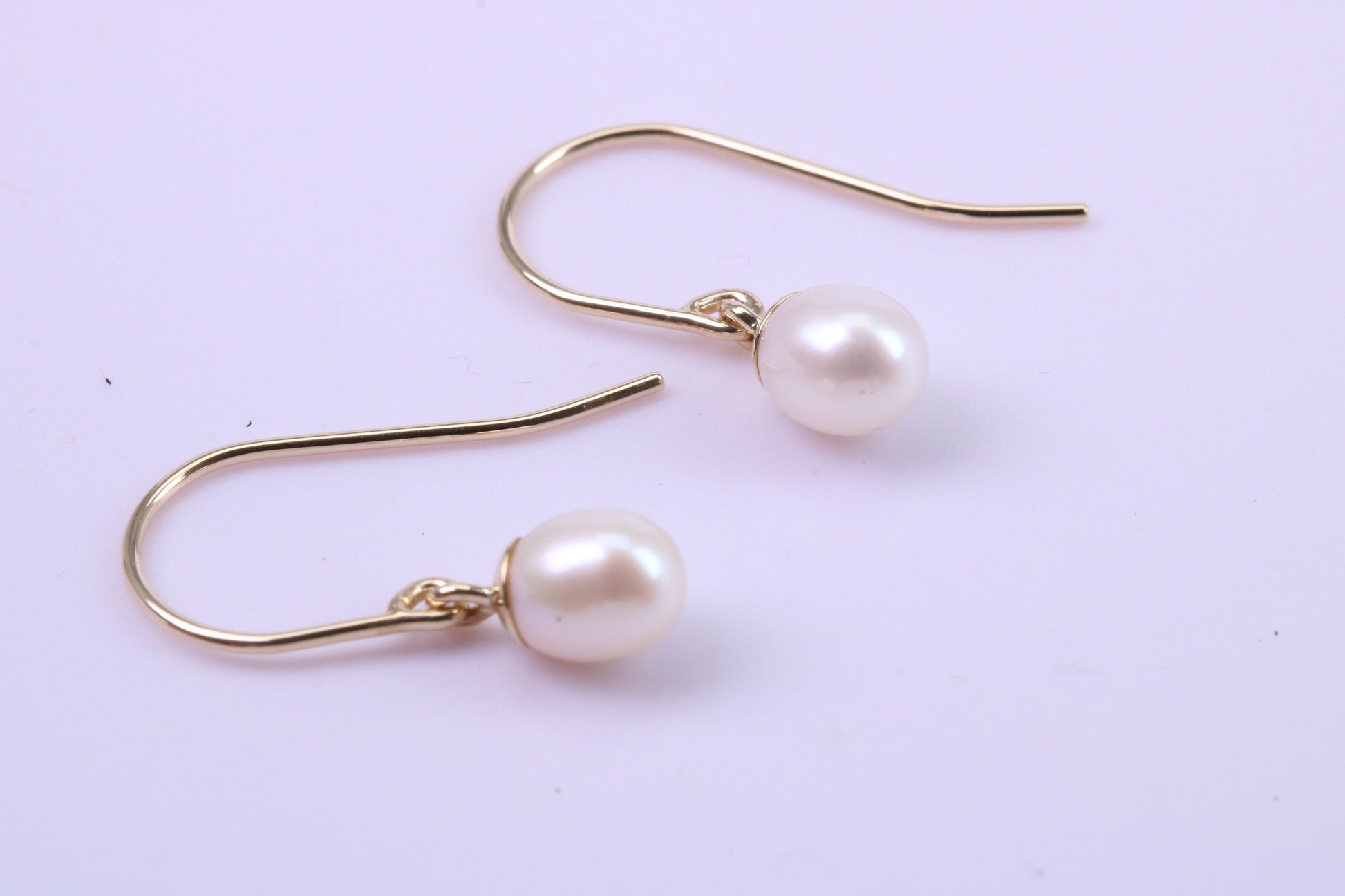 Real Pearl Necklace and Matching Earrings set in Solid Yellow Gold Together with 18 Inch Yellow Gold Chain
