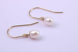 Real Pearl Necklace and Matching Earrings set in Solid Yellow Gold Together with 18 Inch Yellow Gold Chain