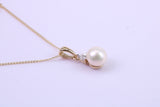 Real Pearl Necklace and Matching Earrings set in Solid Yellow Gold Together with 18 Inch Yellow Gold Chain