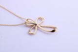 21 mm Long Cross Together with 16 Inch Long Chain, Made from Solid Yellow Gold with High Polished Finish