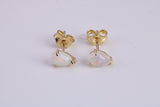 Natural Teardrop cut Opal set Stud Earrings with Necklace, Made from Solid Yellow Gold, With 18 Inch Long Chain