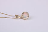 Natural Round cut Opal set Necklace, Made from Solid Yellow Gold, With 16 Inch Long Chain