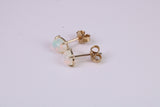 Natural Oval cut Opal set Stud Earrings Made from Solid Yellow Gold