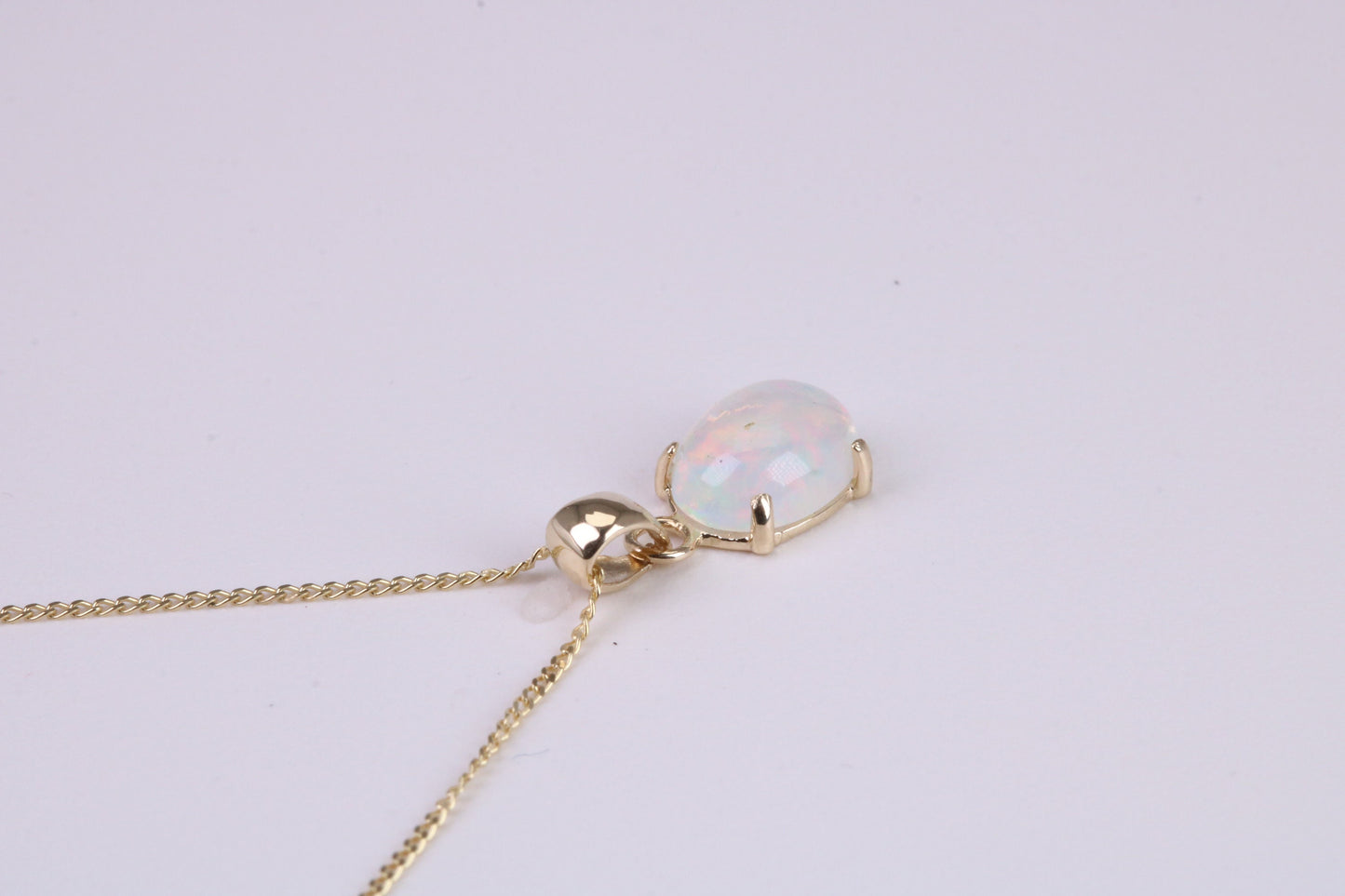 Natural Oval cut Opal set Necklace, Made from Solid Yellow Gold, With 18 Inch Long Chain