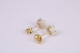 Natural Round cut Opal set Stud Earrings Made from Solid Yellow Gold