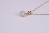 Natural Round cut Opal set Necklace, Made from Solid Yellow Gold, With 16 Inch Long Chain