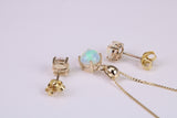 Natural Round cut Opal set Stud Earrings with Necklace, Made from Solid Yellow Gold, With 18 Inch Long Chain