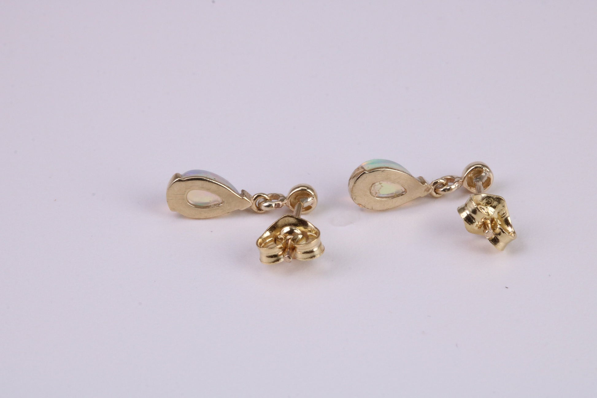 Natural Teardrop cut Opal set Dropper Stud Earrings Made from Solid Yellow Gold