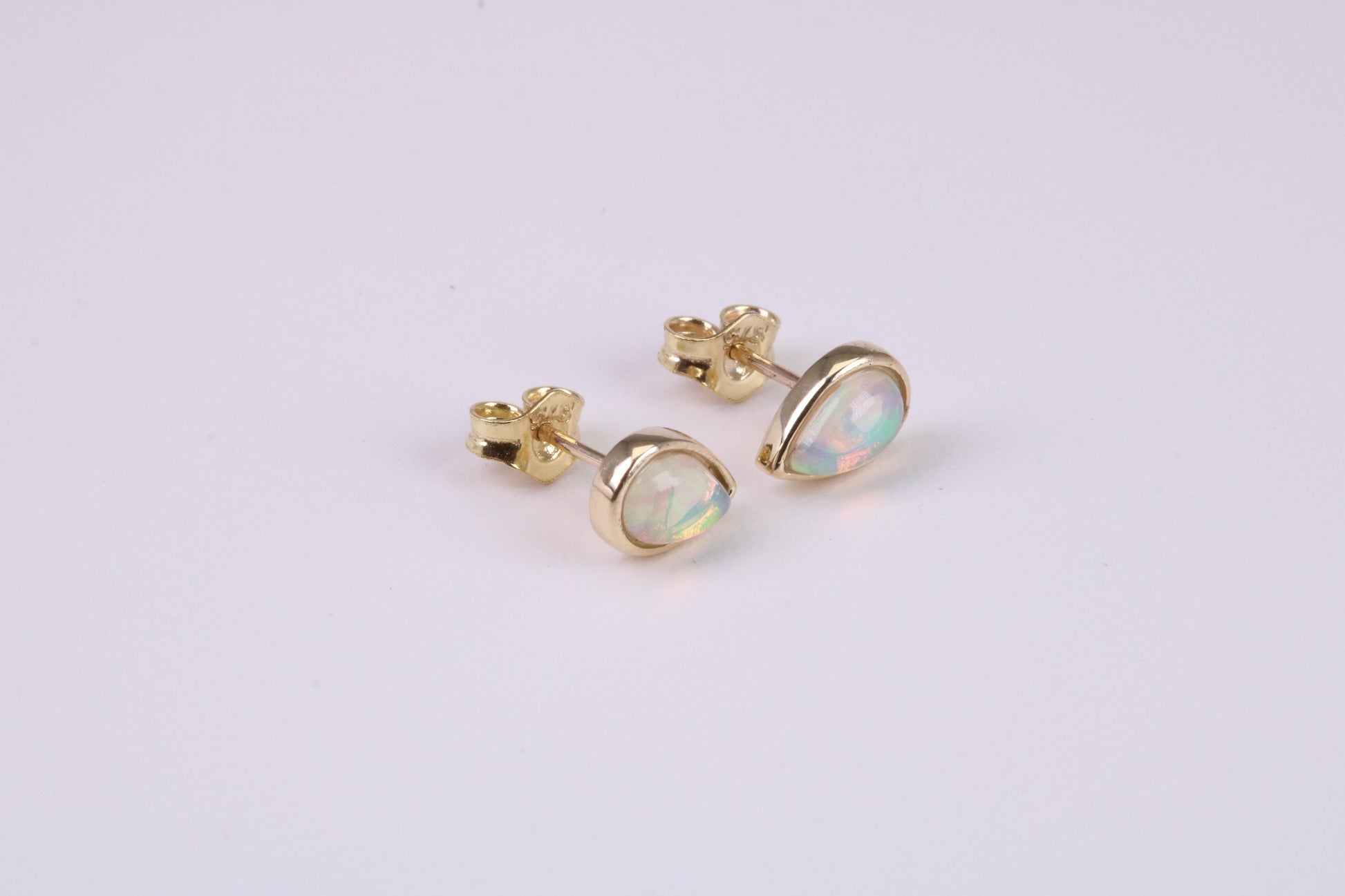 Natural Teardrop cut Opal set Stud Earrings Made from Solid Yellow Gold