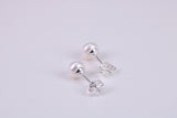 Natural 6 mm Round Pearl Stud Earrings set in Solid Silver