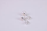 Natural 6 mm Round Pearl Stud Earrings set in Solid Silver