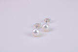 Natural 6 mm Round Pearl Stud Earrings set in Solid Silver