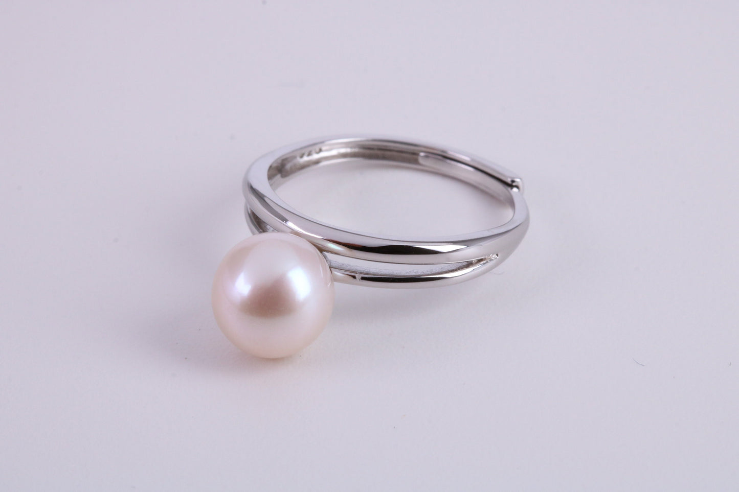 Natural 9 mm Round Pearl set Ring set in Solid Silver
