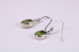 Real Oval cut Peridot set Dropper Earrings, Very Dressy, Made from Solid 925 Grade Sterling Silver