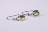 Real Oval cut Peridot set Dropper Earrings, Very Dressy, Made from Solid 925 Grade Sterling Silver