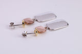 Three Colour Dropper Earrings, Very Dressy, Made from Solid 925 Grade Sterling Silver