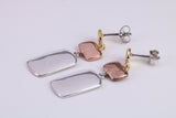 Three Colour Dropper Earrings, Very Dressy, Made from Solid 925 Grade Sterling Silver