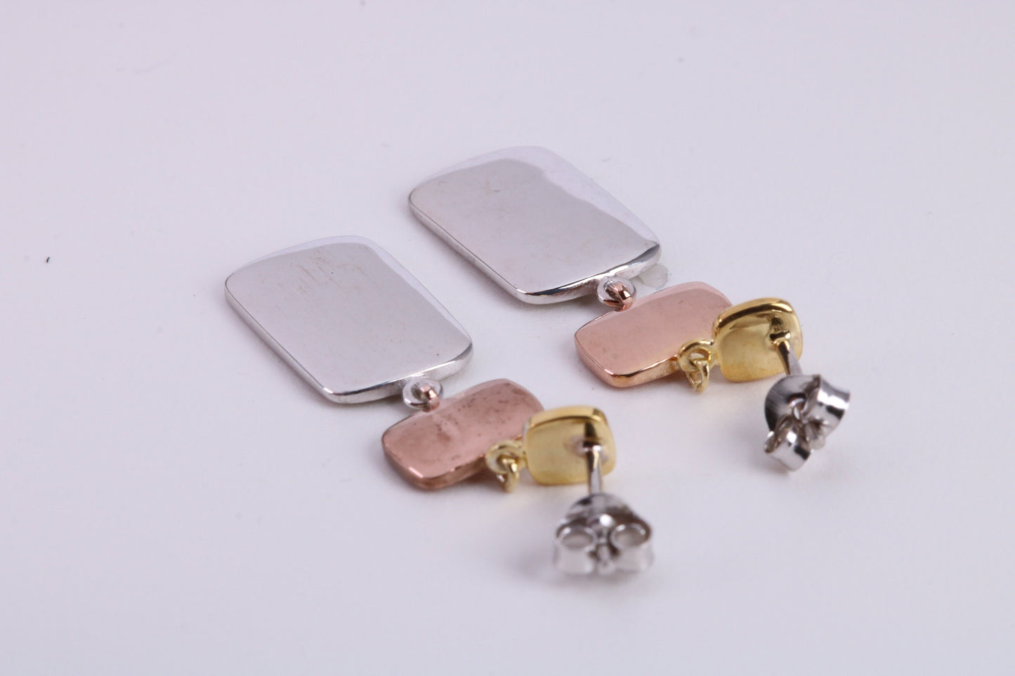 Three Colour Dropper Earrings, Very Dressy, Made from Solid 925 Grade Sterling Silver