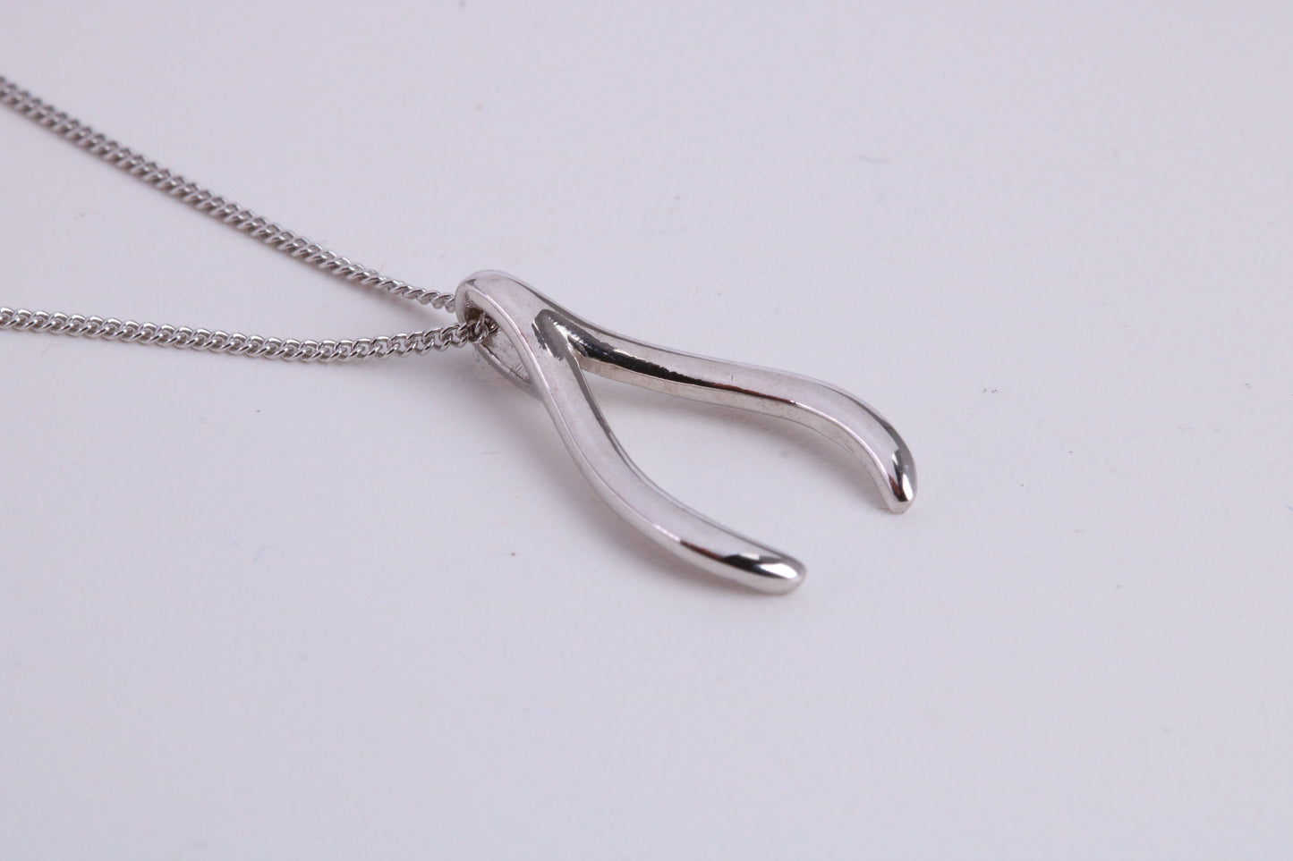 Wishbone Necklace, made from solid Sterling Silver, With 18 Inch Long Chain