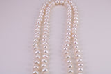 Two Strand Natural 8 mm Round Pearl Necklace set in Silver, Two Strands Measures 18 and 20 inches Long