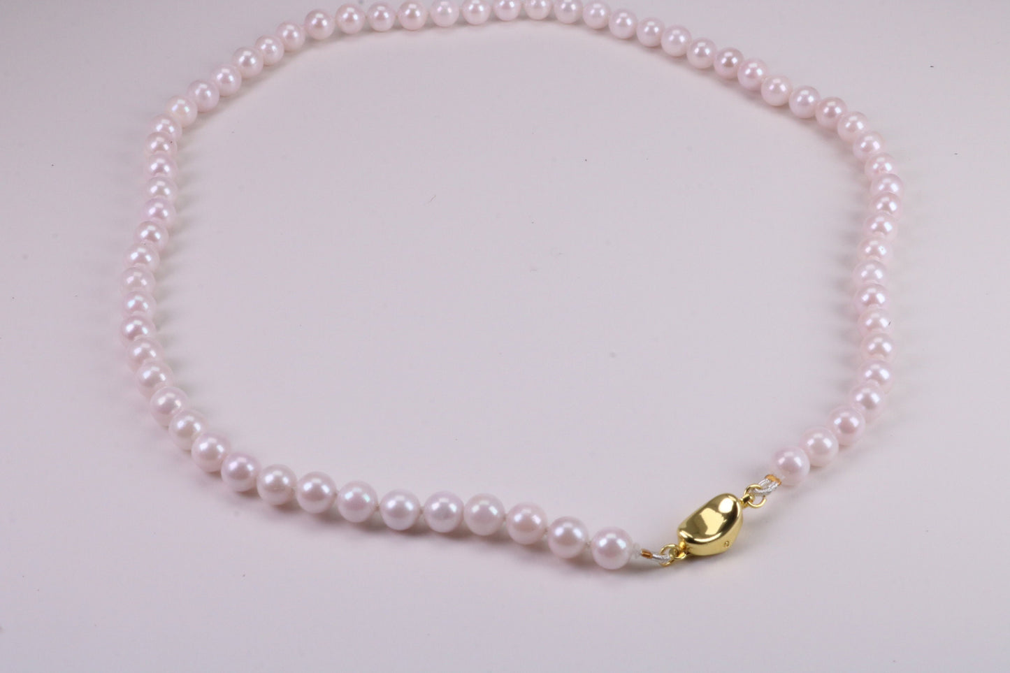 Beautiful South Sea Akoya Pearl Necklace, set with Silver Yellow Gold Plated Clasp, 6-6.50 mm Akoya Pearl, 16 inch Long Strands