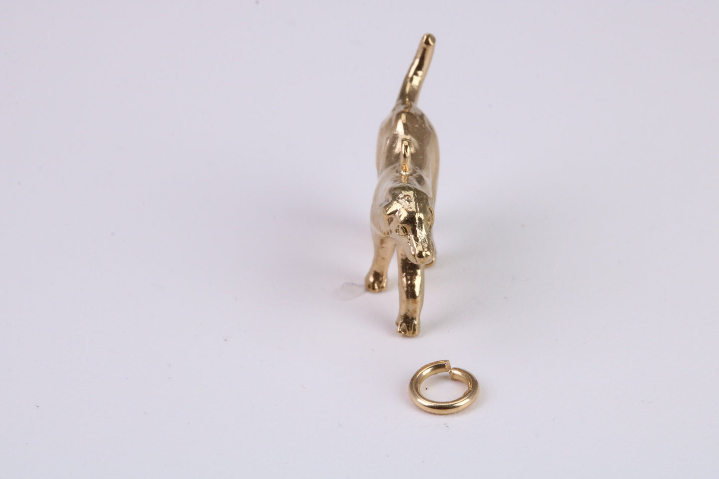 Fox Hound Dog Charm, Traditional Charm, Made from Yellow Gold with British Hallmark, Complete with Attachment Link