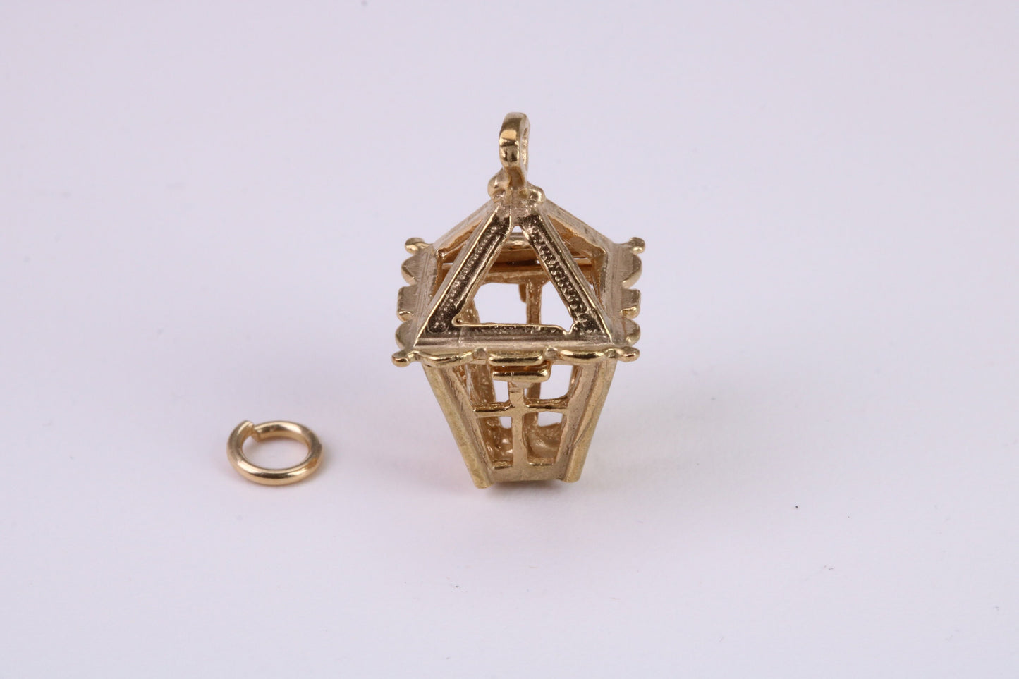 Lantern Charm, Traditional Charm, Made From Solid Yellow Gold with British Hallmark Silver, Complete with Attachment Link