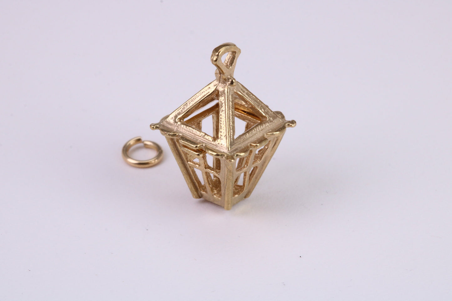 Lantern Charm, Traditional Charm, Made From Solid Yellow Gold with British Hallmark Silver, Complete with Attachment Link