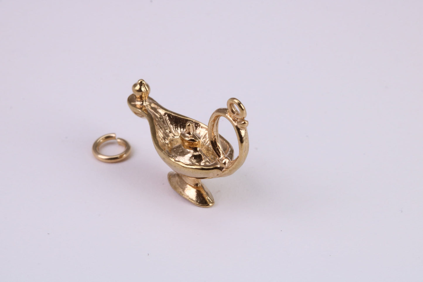 Magic Genie Lamp Charm, Traditional Charm, Made From Solid Yellow Gold with British Hallmark, Complete with Attachment Link