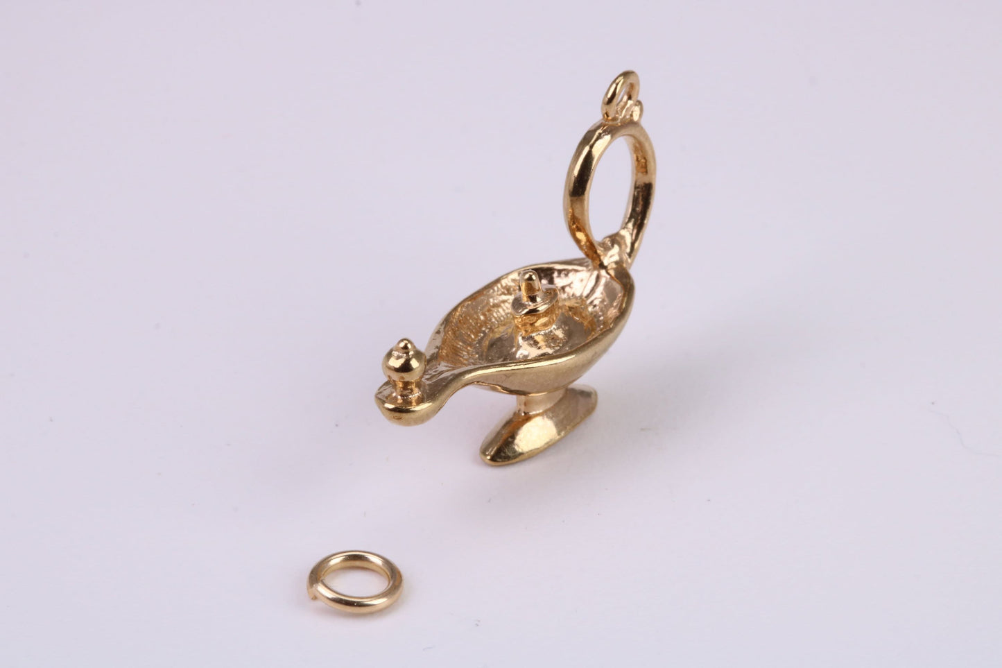 Magic Genie Lamp Charm, Traditional Charm, Made From Solid Yellow Gold with British Hallmark, Complete with Attachment Link
