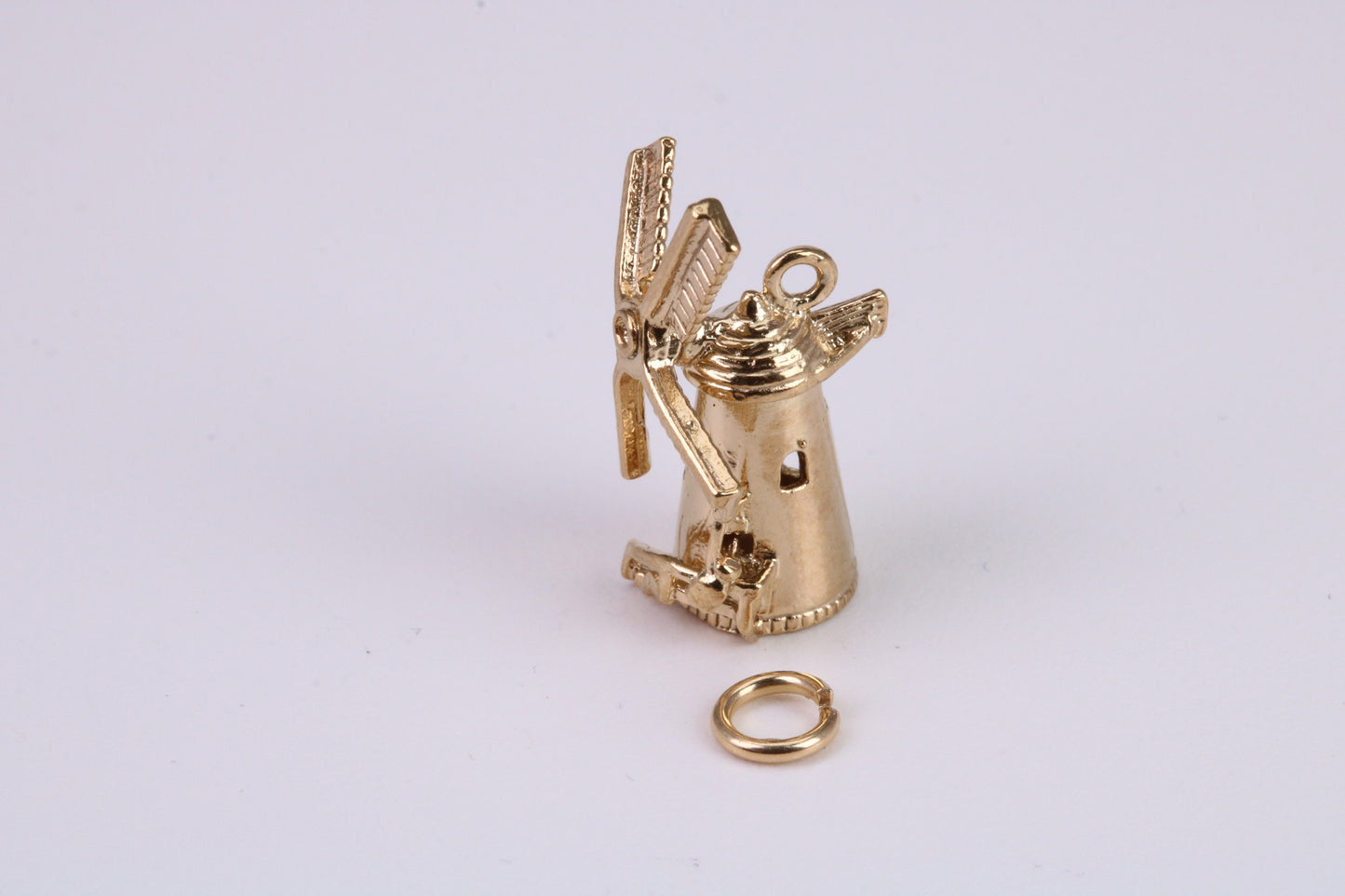 Windmill Charm, Traditional Charm, Made From Solid Yellow Gold with British Hallmark, Complete with Attachment Link