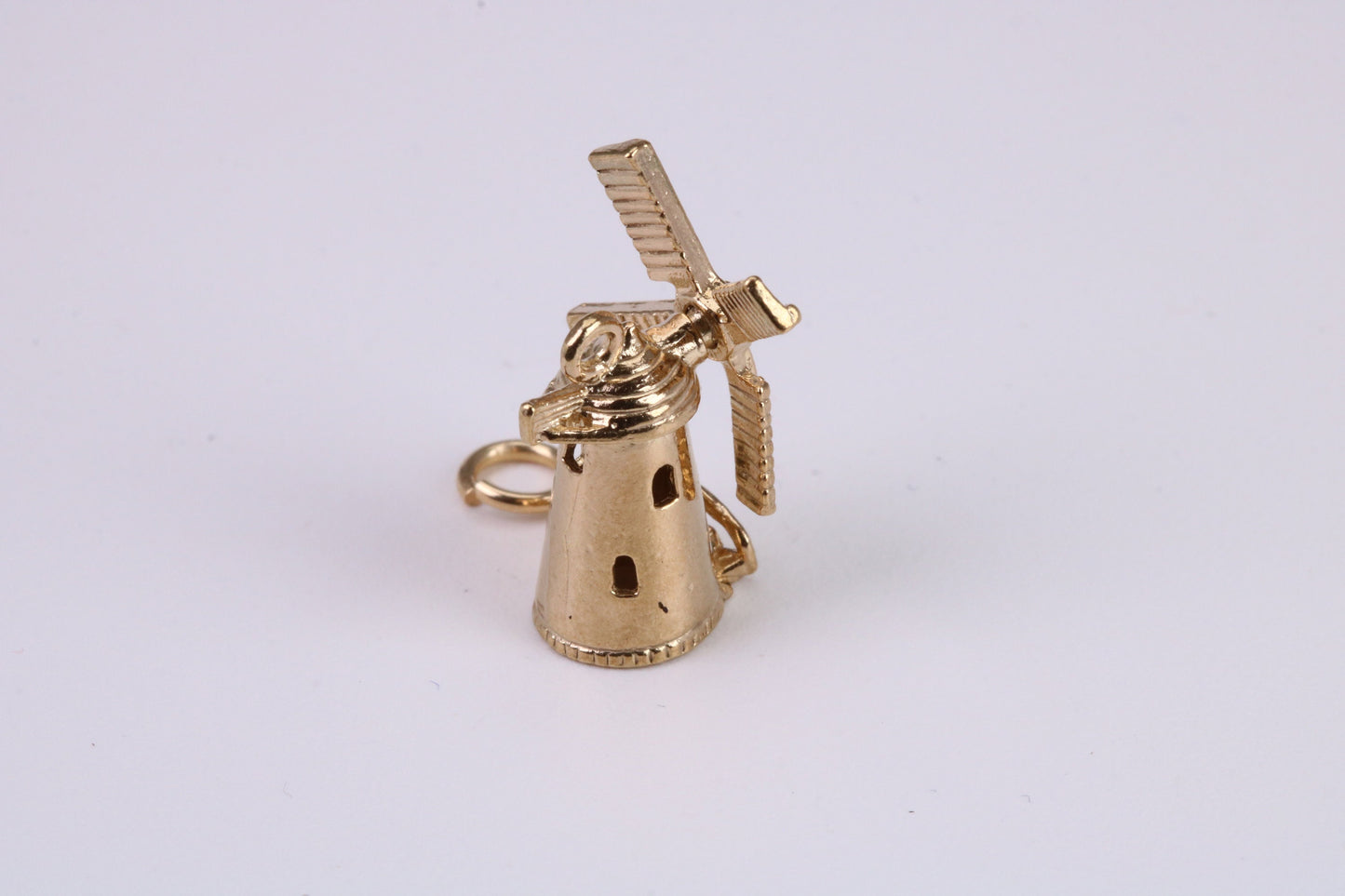 Windmill Charm, Traditional Charm, Made From Solid Yellow Gold with British Hallmark, Complete with Attachment Link