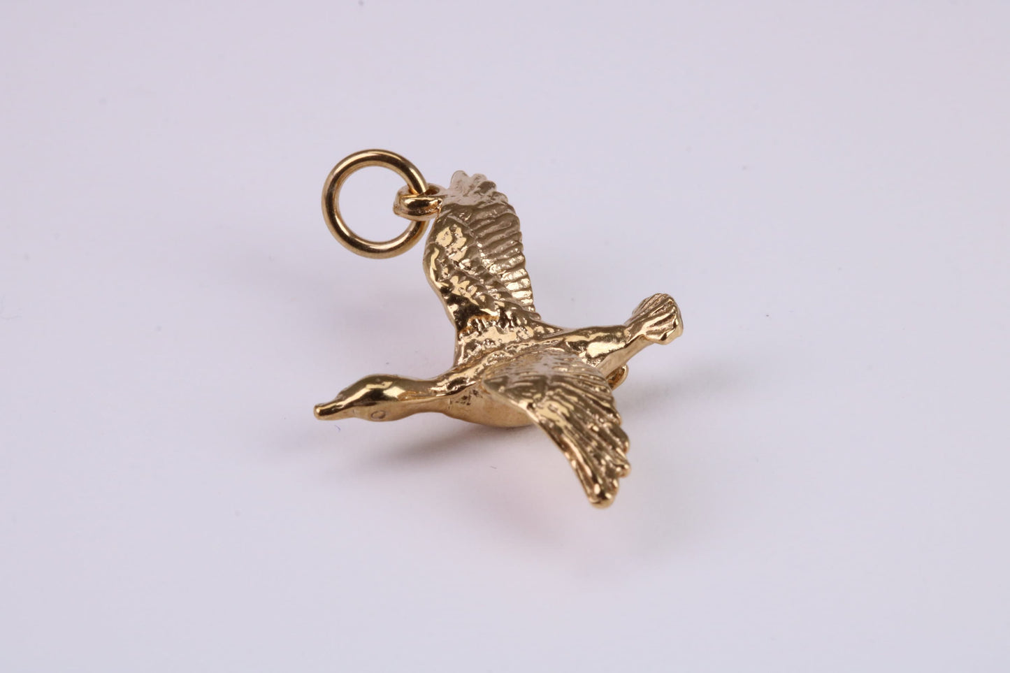 Flying Swan Charm, Traditional Charm, Made From Solid Yellow Gold with British Hallmark, Complete with Attachment Link