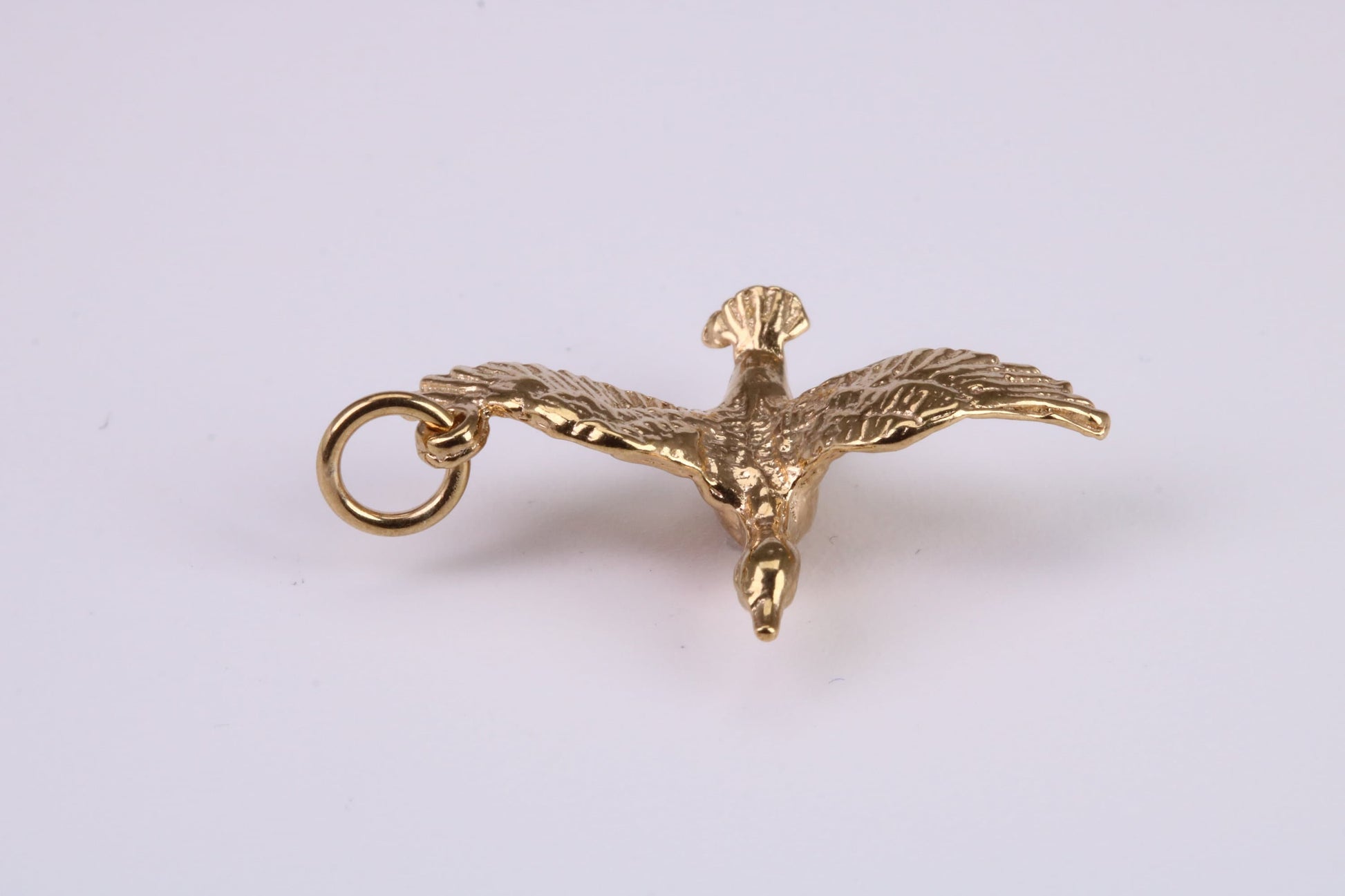 Flying Swan Charm, Traditional Charm, Made From Solid Yellow Gold with British Hallmark, Complete with Attachment Link