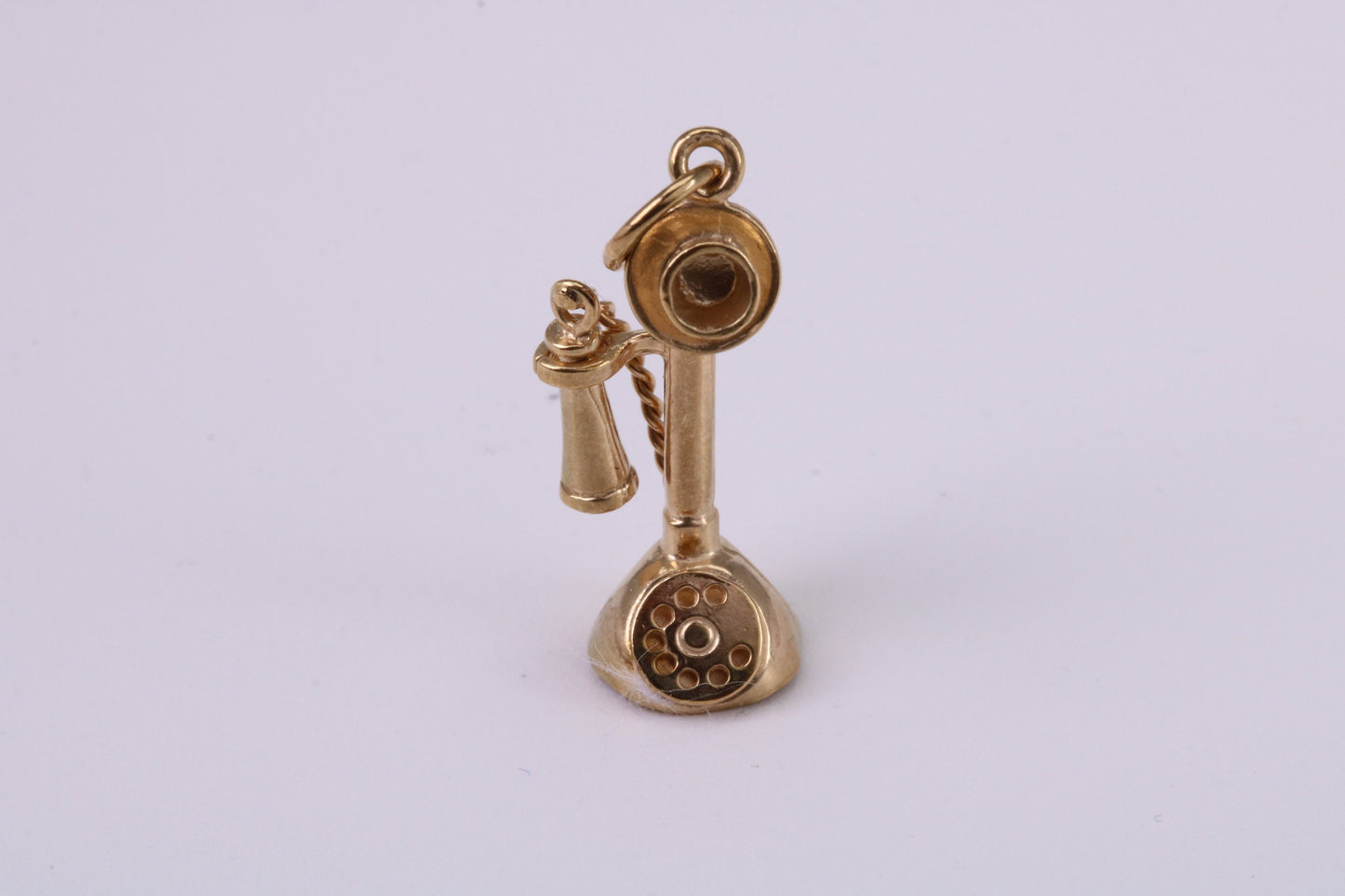 Vintage Phone Charm, Traditional Charm, Made From Solid Yellow Gold with British Hallmark, Complete with Attachment Link