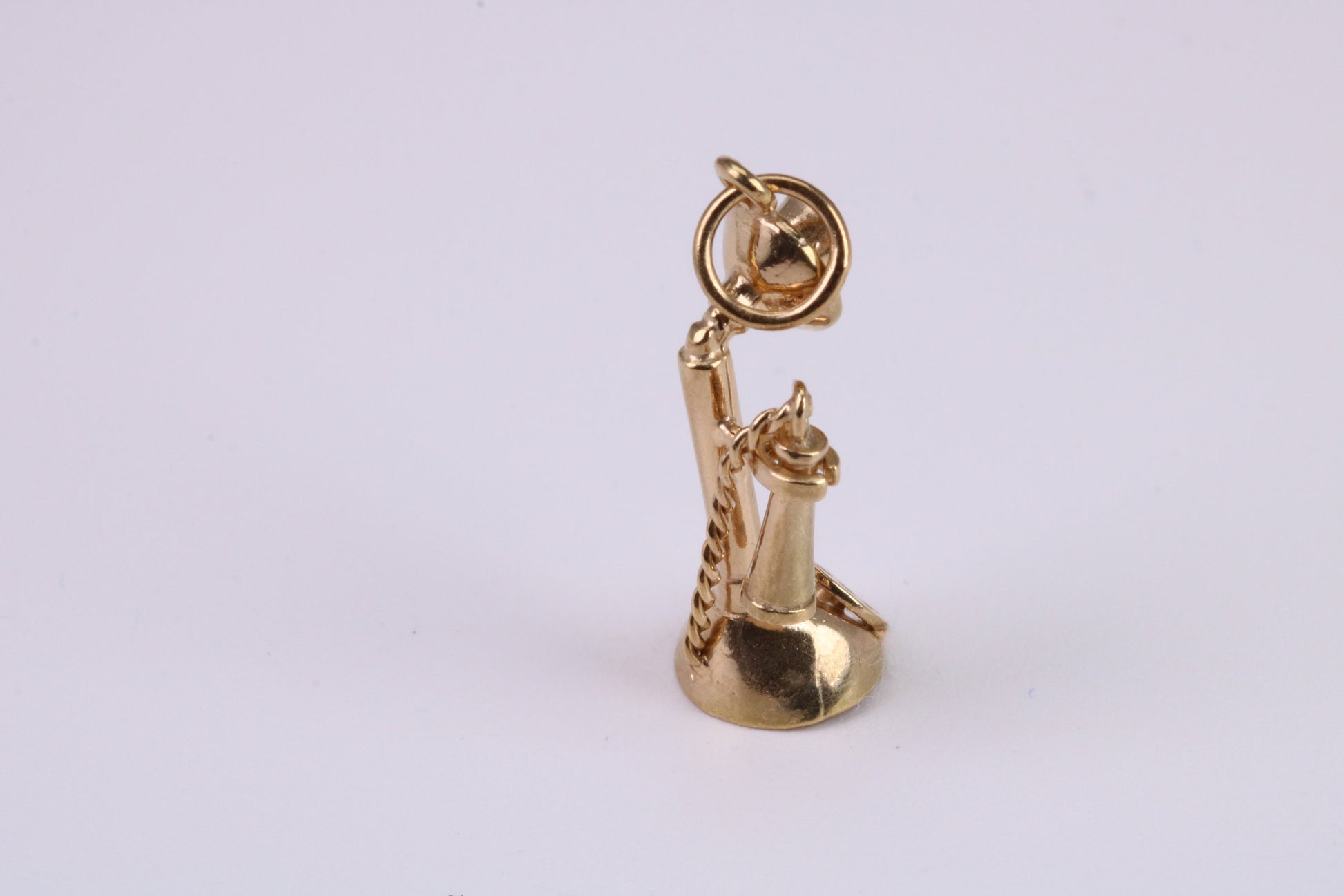 Vintage Phone Charm, Traditional Charm, Made From Solid Yellow Gold with British Hallmark, Complete with Attachment Link