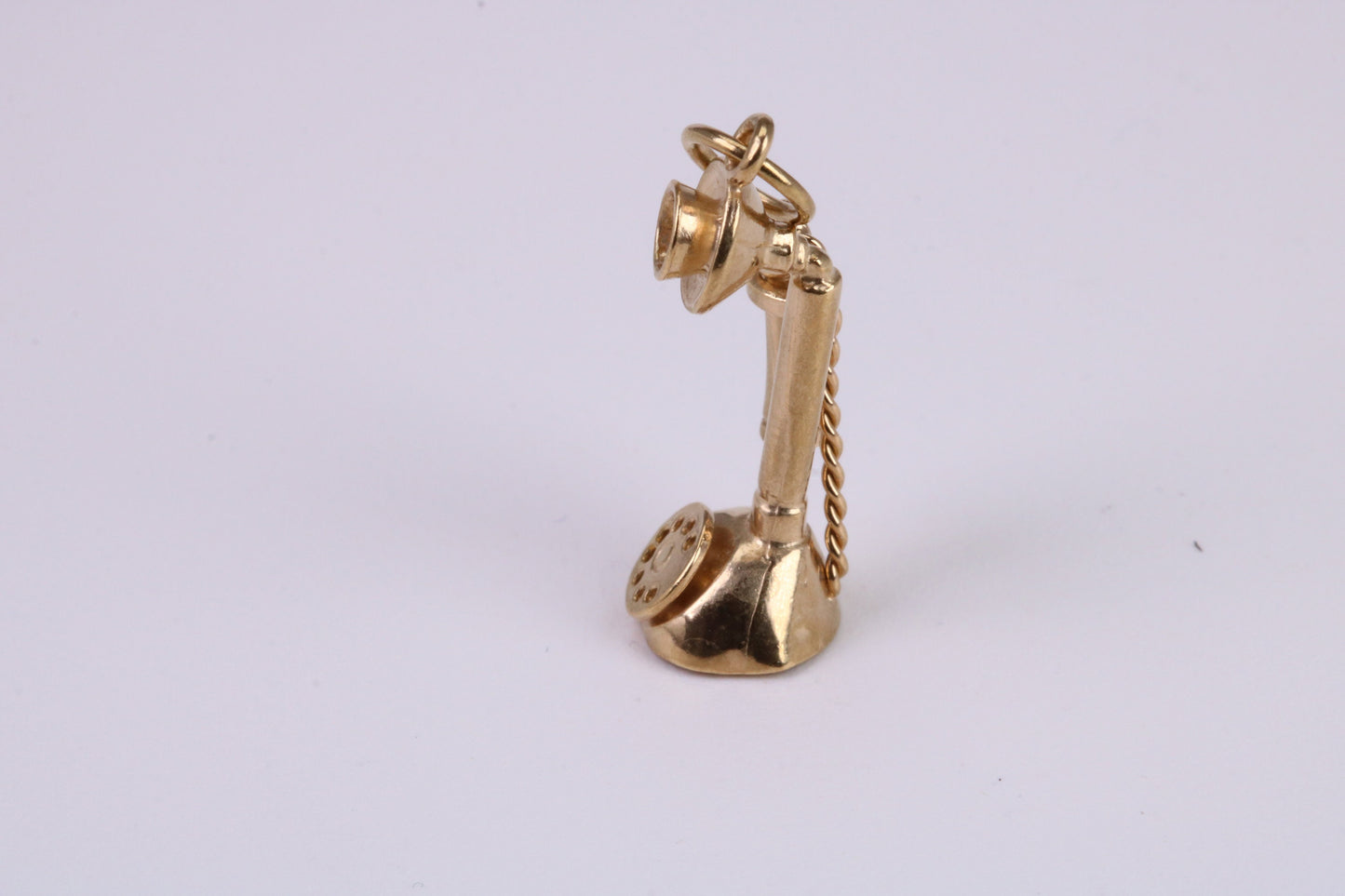 Vintage Phone Charm, Traditional Charm, Made From Solid Yellow Gold with British Hallmark, Complete with Attachment Link