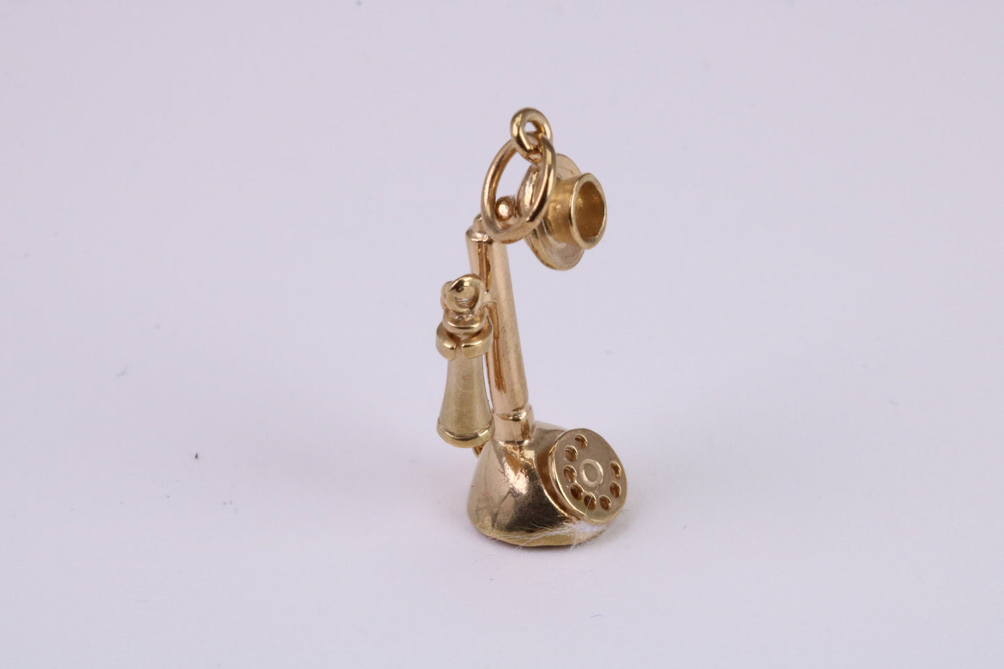 Vintage Phone Charm, Traditional Charm, Made From Solid Yellow Gold with British Hallmark, Complete with Attachment Link