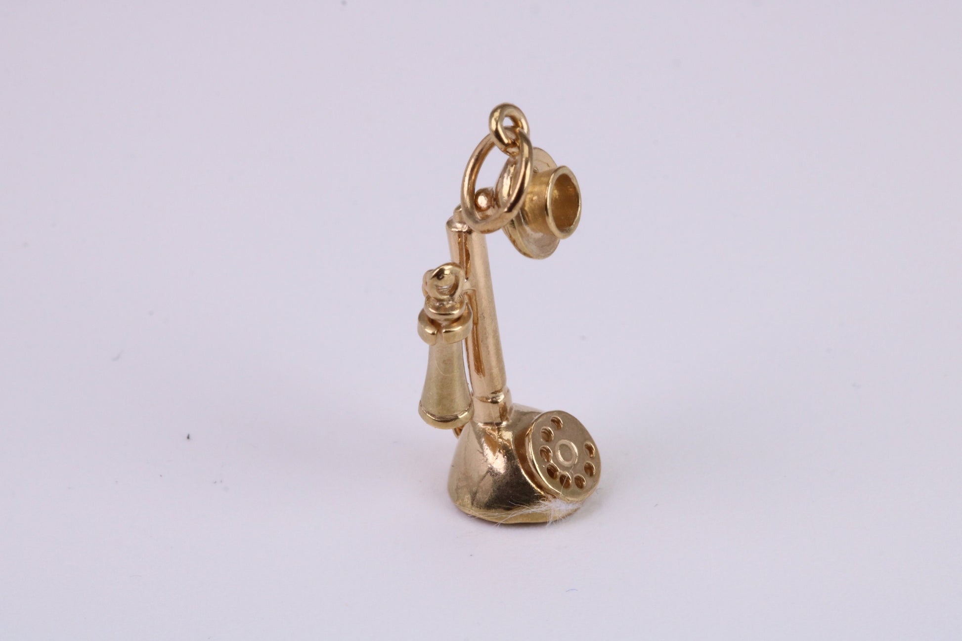 Vintage Phone Charm, Traditional Charm, Made From Solid Yellow Gold with British Hallmark, Complete with Attachment Link