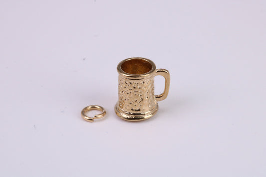 Beer Tankard Charm, Traditional Charm, Made From Solid Yellow Gold with British Hallmark, Complete with Attachment Link