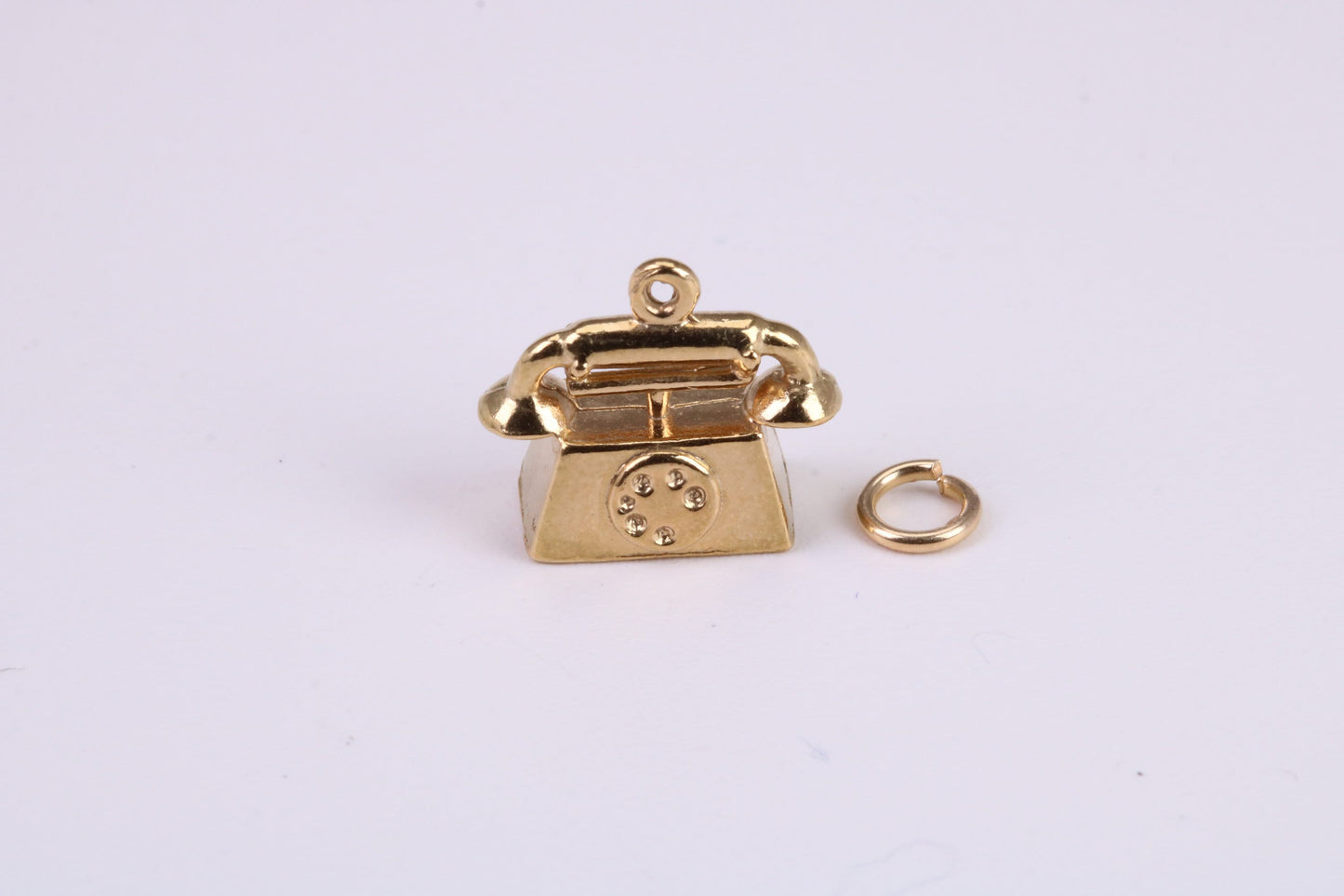 Vintage Phone Charm, Traditional Charm, Made From Solid Yellow Gold with British Hallmark, Complete with Attachment Link